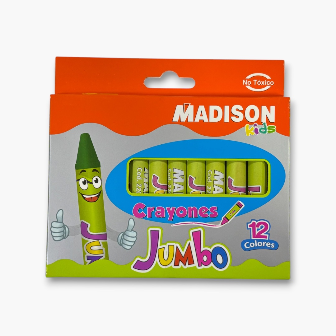 Crayones de cera Madison Jumbo 12 colores. 1