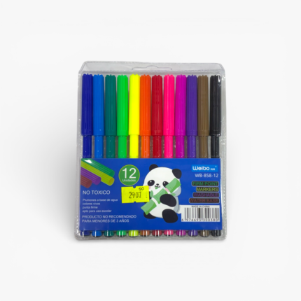 Marcadores Weibo 12 colores escolar.