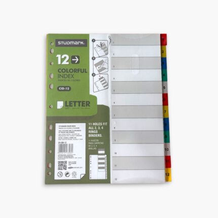 Separador plastico Studmark numerado tam carta1-12