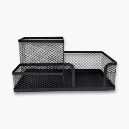 Organizador de escritorio metalico negro 3 divisiones.