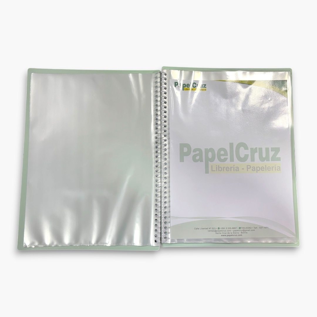 Folder plástico DL-5057 c/espiral de 30 fundas tamaño A4